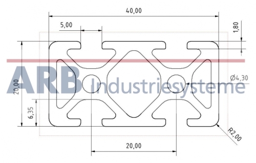 Profil 5 40x20 2N180 natur (Stange 3m)