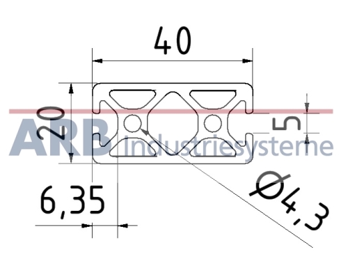 Profil 5 40x20 4N180  natur (Stange 3m)