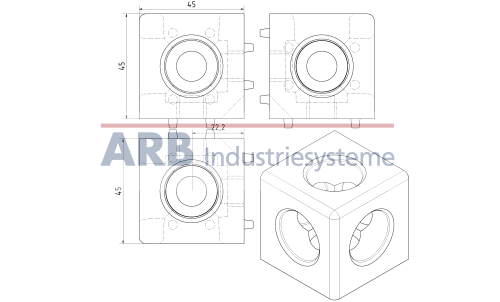 Würvelverbinder 3D Nut 10 45 natur