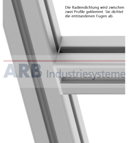 Radien-Dichtung 8 40x40, grau ähnlich RAL 7042