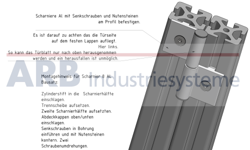 Scharnierlappenprofil V 8 z leicht natur (Stnage 3m)