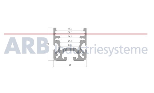 Rollenschiene 8 40x40 natur (Stange 6m)