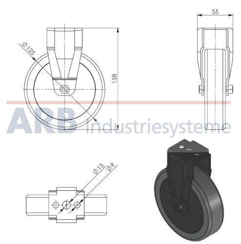 Bockrolle D125 ESD/antistatisch